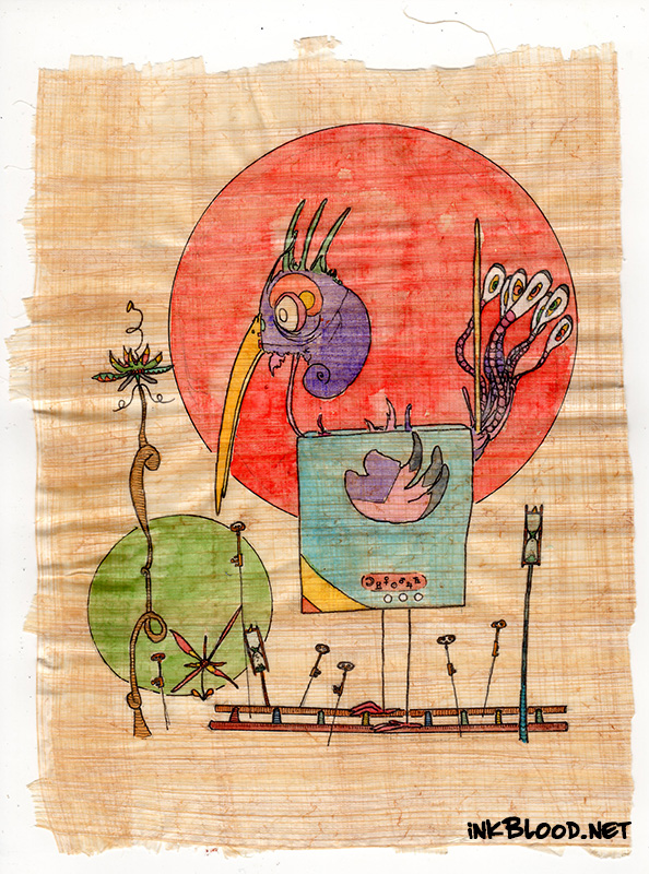 Oiseaux-Aquarelle-Papyrus-Inkblood-Infiltré